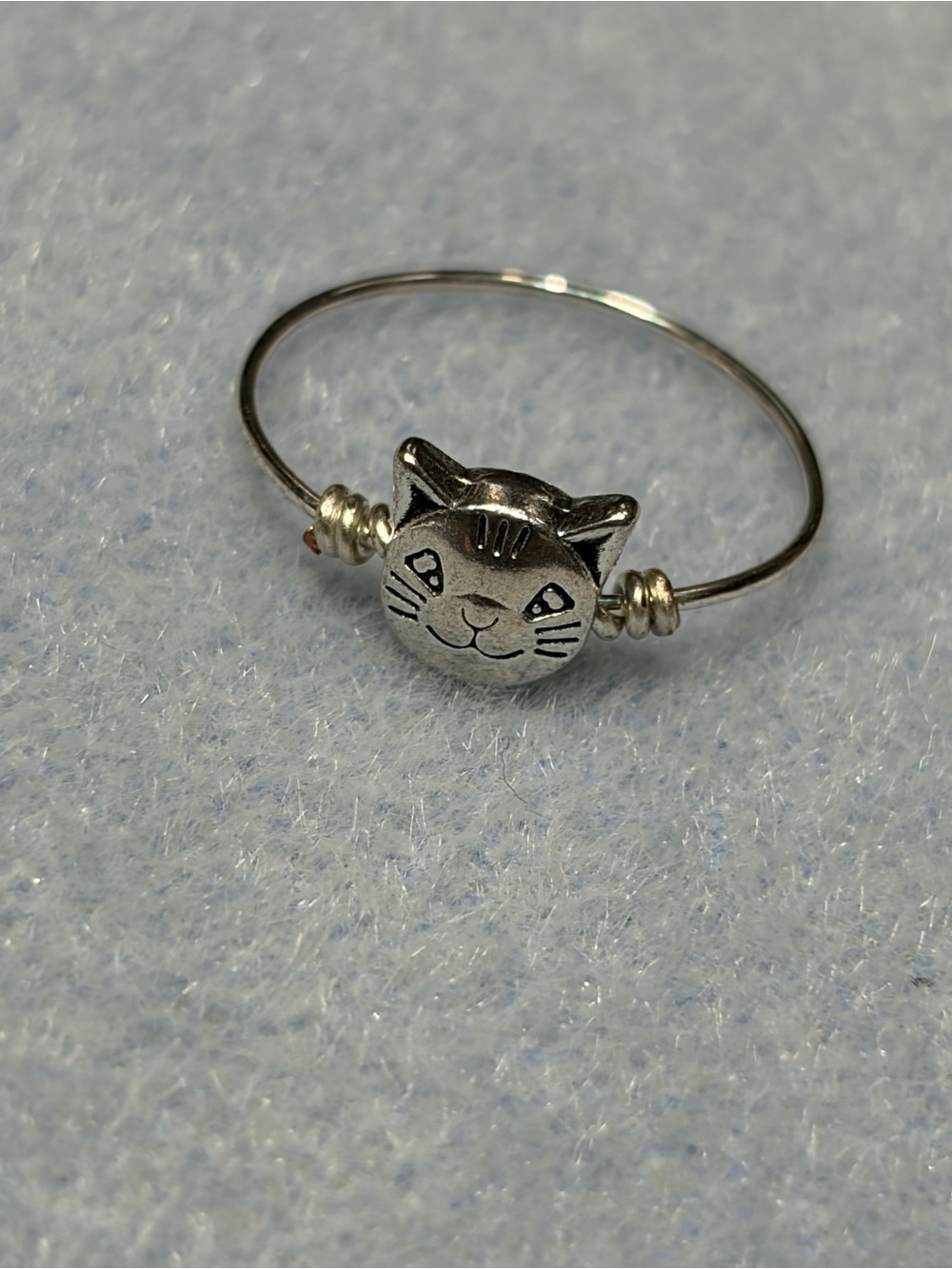 Silver Cat Face Cat Ring - Cute Cat Charm